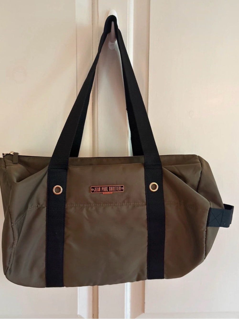 Jean Paul Gaultier Parfums Khaki Olive Green Duffle Weekender Gym Travel Bag